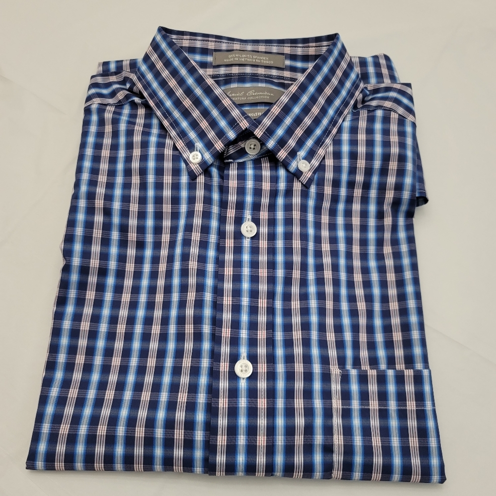 Daniel Cremieux Signature Performance Plaid Dark Blue Long-Sleeve Woven Shirt - Picture 2 of 6